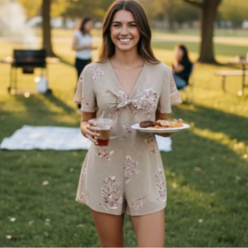 Sadie and Sage Floral Polka Dot Romper - Picture 5 of 15